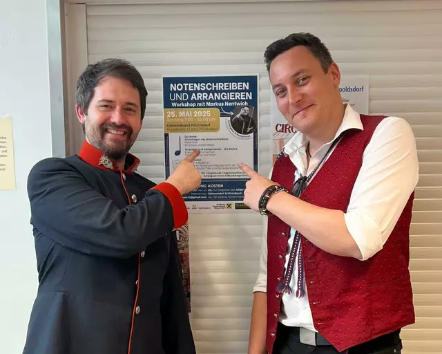 Bezirkskapellmeister und Kapellmeister des BLO Deutsch-Wagram Roland Haas (links) mit Markus Nentwich | Foto: NÖBV Gänserndorf