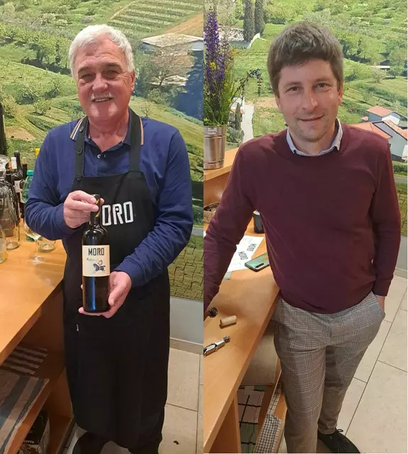 re: Juniorchef und Winzer Damjan Jakončič mit (li:) Roman, Chef über den warmen Schinken!!