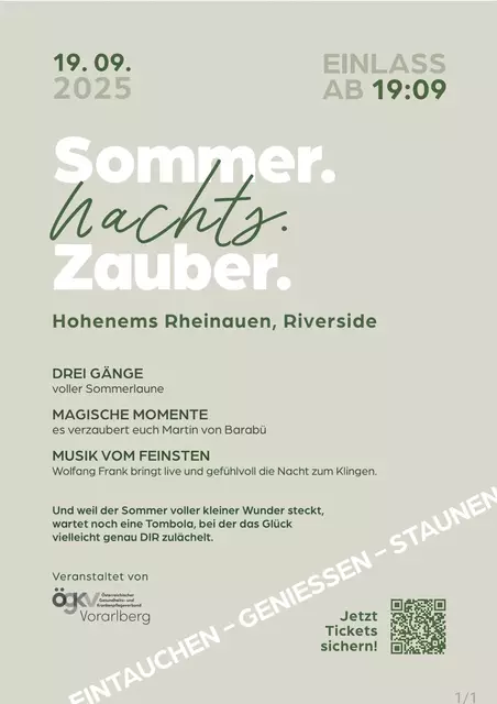 Sommer.Nachts.Zauber mit Wolfgang Frank und Martin von Barabü in den Rheinauen in Hohenems. Der ÖGKV Vorarlberg freut sich auf einen bezaubernden Abend. | Foto: Ögkv Vorarlberg 