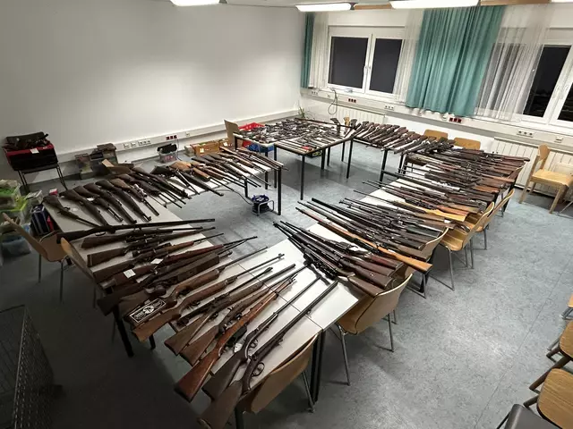 An die 130 Waffen wurden in einem illegalen Waffenlager im Bezirk Voitsberg gefunden. | Foto: LPD Steiermark