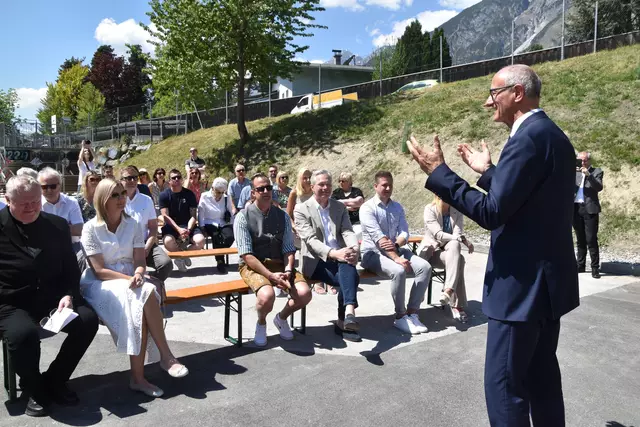 Auch Landeshauptmann Anton Mattle fand passende Worte für den neuen Trinkwasserhochbehälter. | Foto: Kendlbacher