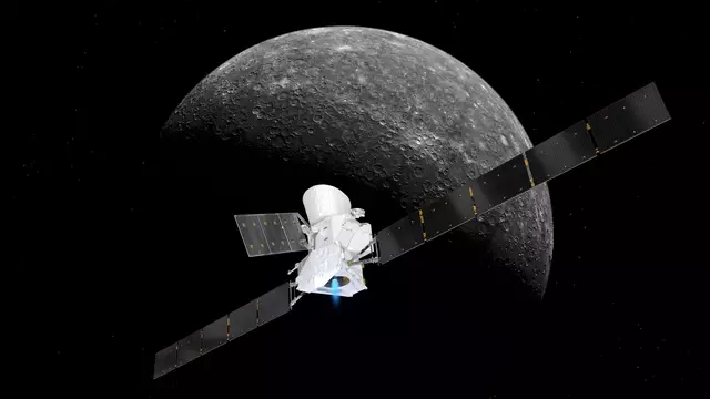 Der Satellit BepiColombo ist zum Teil Meidlinger. Zumindest seine Steuermechanismen und die thermische Isolation stammen vom Meidlinger Unternehmen Beyond Gravity.  | Foto:  ESA/ATG medialab; NASA/JPL 