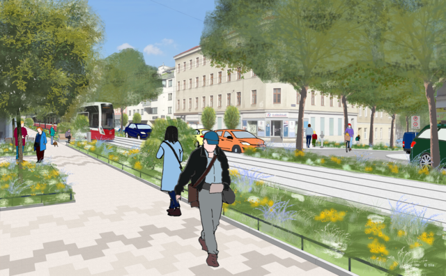 Begrünung und Sitzgelegenheiten sind den Simmeringerinnen und Simmeringer wichtiger als mehr Parkplätze.  | Foto: Stadt Wien