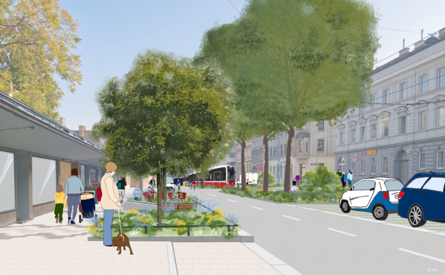 Die Befragung zur Umgestaltung der Simmeringer Hauptstraße ist abgeschlossen. So soll es dort bald aussehen. | Foto: Stadt Wien