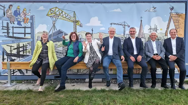 Neutal - MUBA - Die Frau am Bau - Andrea Schlor, Mag. Marianne Blaboll, Saskia Fanta, Prof. Gerhard Blaboll, Heinrich Dorner, Hans Kern, DI Hans Godowitsch