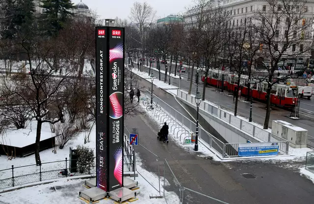 So sah der ESC-Turm am Rathausplatz aus. | Foto: Günther Pichlkostner / First Look / picturedesk.com