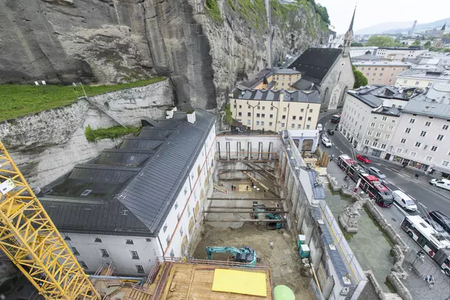 Der aktuelle Stand der Baustelle des neuen Festspielzentrums. | Foto: FSB2030/Neumayr/Leo