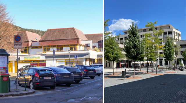 Der Rathausmarkt heute (rechts) – ein großartiges und bereicherndes Projekt für die Stadt Spittal | Foto: Regger Immobilien
