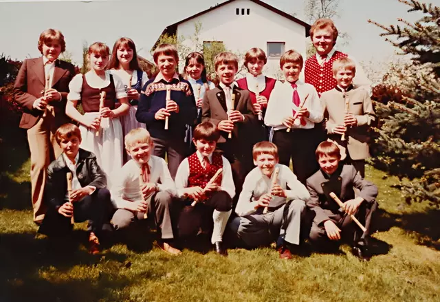 Flötengruppe mit Karl Rauscher, 1982 | Foto: c) Musikverein Wippenham