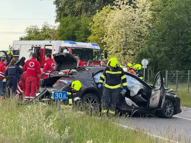 Die Rettungskräfte kämpfen um das Überleben des Pkw-Fahrers. | Foto: Doku NÖ