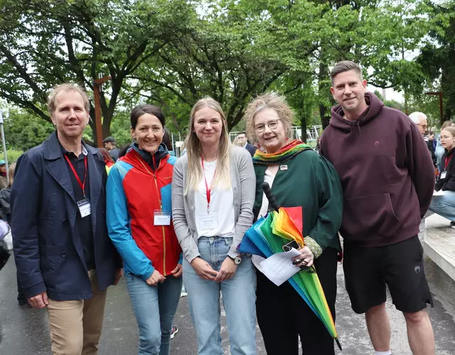 Reinhard Koopmans, Ursula Auer, Esther Kriegl, Brigitta Blantz-Stefan und Bgm. Michael Feldgrill beim Benefizlauf für Leopold. | Foto: Edith Ertl