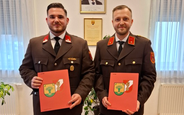 Neues Kommando FF Zuberbach-Podler. Kommandant OLM Fabian Mikula und Stellvertreter OFM Rene Rudolics. | Foto: Gemeinde