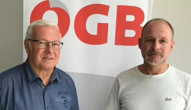 ÖGB Pensionistenvorsitzender, Walter Steiner (li) und ÖGB Regionalsekretär, Peter Schoberleitner (re) setzen sich für ein starkes öffentliches Pflegesystem ein. | Foto: ÖGB