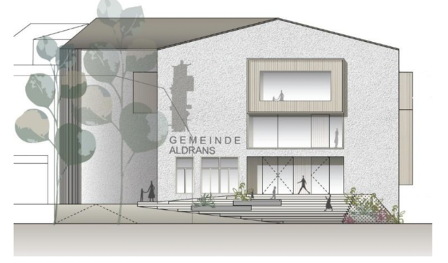 Modell des Siegerprojekts: Der Entwurf von Unisono Architekten und Architekt Raimund Rainer zeigt die künftige Gestaltung des Gemeindehauses samt neuer Piazza und Loggia. | Foto: Gemeinde Aldrans