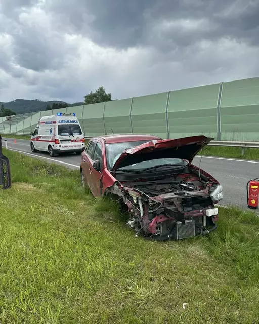 Der Autofahrer prallte mit seinem Fahrzeug gegen einen Zaun und blieb im Straßengraben stehen.  | Foto: FF Langenwang