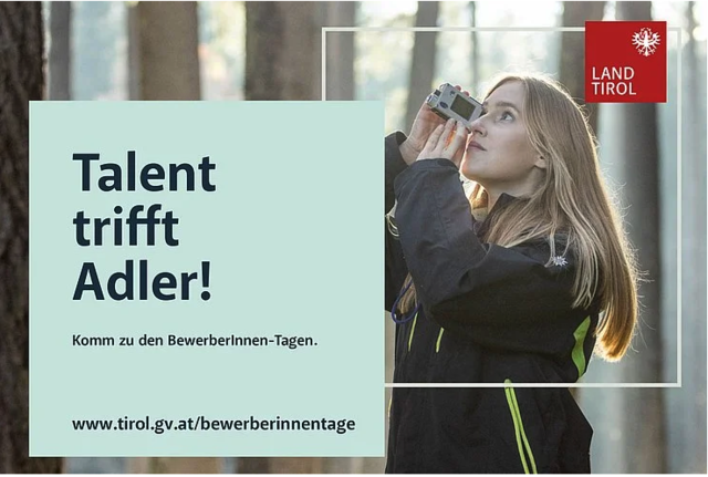 Der „Talente-Adler“ ist zurück – dieses Mal wieder direkt auf dem Bildschirm: Nach dem ersten Online-Bewerber und Bewerberinnen-Tag Anfang März dieses Jahres geht das digitale Format nun in die zweite Runde.  | Foto: LandTirol / S. Rainer