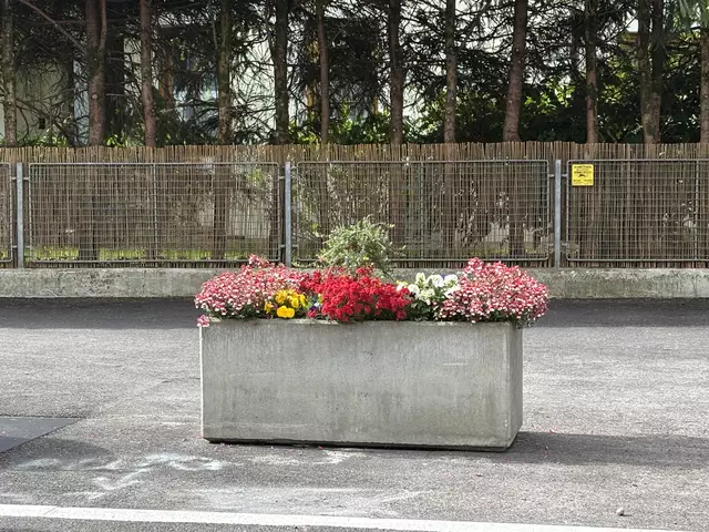 Der neu gestaltete Platz rund um die Haltestelle wurde mit bunten Blumenbeeten verschönert. | Foto: Kendlbacher