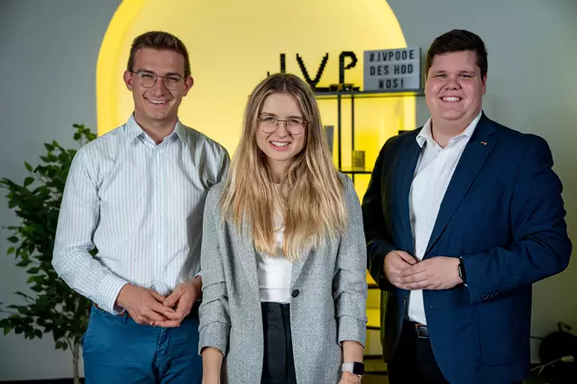 Landesgeschäftsführer Fabian Egger,  Landesobmann-Stv. Benita Baschinger, Landesobmann Raphael Kopf. | Foto: JVPOÖ/Johann Wiesinger