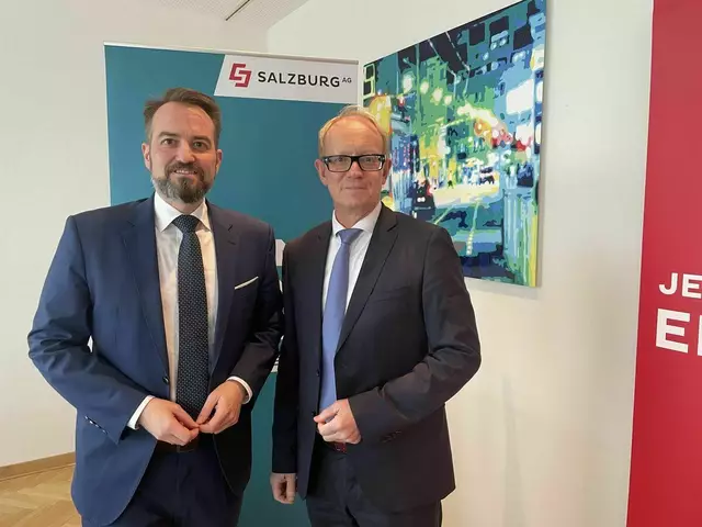 Der Vorstand der Salzburg AG: Vorstandssprecher Michael Baminger (links) und Vorstand Herwig Struber (rechts). | Foto: Emanuel Hasenauer