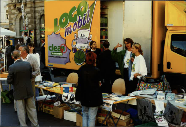 Logo brachte Informationen schon vor der Digitalisierung an die steirischen Jugendlichen: Hier im Jahr 1997 mit dem "Logomobil". | Foto: Logo Jugendmanagement