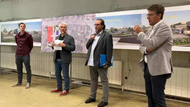 von links: Sebastian Lukas Siegmund, Mobilitätsdesigner der Firman con.sens (verantwortlich für Verkehrsgestaltung in ganz Bad Vöslau), City-Manager Martin Rella, Dieter Geisler, Verkehrsexperte im Rathaus, Bürgermeister Christian Flammer. | Foto: Stockmann