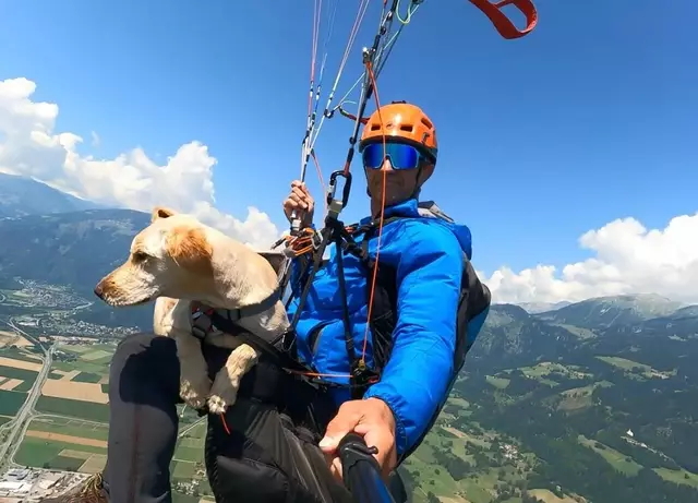 Franz Völkl mit Hund Bobo, der sichtlich entspannt auf seinem Schoß sitzt. | Foto: Privat