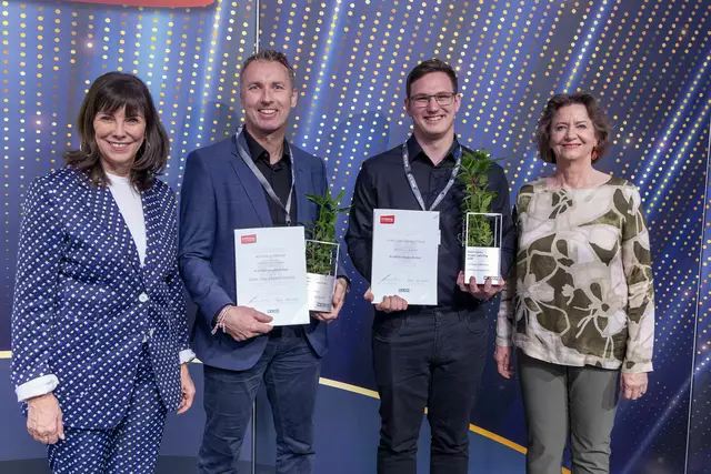 v.l. WKÖ-Vizepräsidentin Martha Schultz, Andreas Krauck, Christoph Gahleitner, Spartenobfrau Renate Scheichelbauer-Schuster | Foto: Weinwurm Fotografie