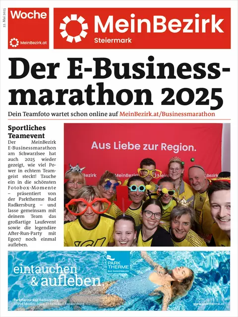 Sowohl kleine als auch große Teams haben versucht, gemeinsam vor der Fotobox, powered by Parktherme Bad Radkersburg, Platz zu finden. 