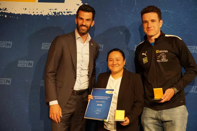 Monika Nguyen, SK FWT Composites Neunkirchen, und Martin Rathmayer, KSK Union Orth/Donau: Sportkegeln Tandem Mixed | Foto: Schmatz