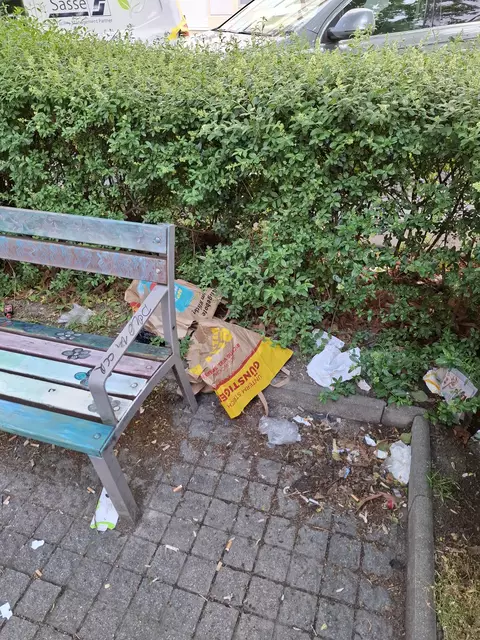 Parkbänke am Akkonplatz wurden komplett zugemüllt. Zeuge davon wurde ein Rudolfsheimer Spaziergänger.  | Foto: Kolbe
