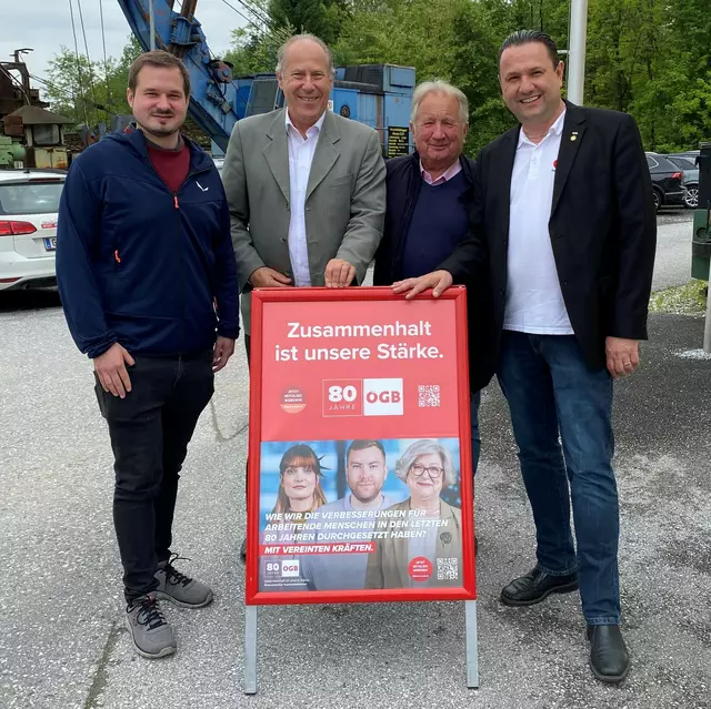 V.l.n.r.: ÖBV-Stmk. RV Markus Moik, AK-Rat Peter Kirchengast, FCG-Pensionisten Richard Kupfner und ÖGB-StZR RGF Thomas Wiedner. | Foto: FCG-StZR