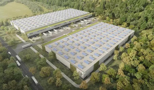 So könnte Alplog Nord in Federaun künftig aussehen: Die Visualisierung zeigt das geplante Logistikzentrum. | Foto: Renderhouse/DLH