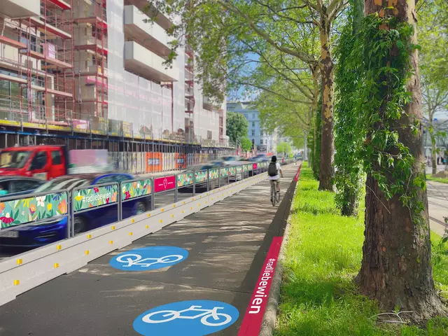 Ein Rendering zeigt, wie der neue Radweg vor dem Westbahnhof bald aussehen soll. | Foto: message