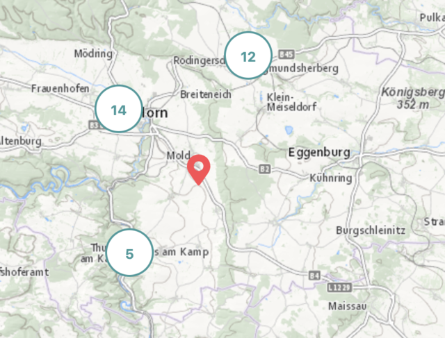 Neben der Stadt Horn gibt es auch in Sigmundsherberg und Gars am Kamp Problemstellen für Radfahrer. | Foto: VCÖ Karte
