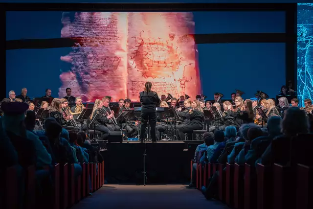 Der Sound von Leonardo Da Vinci: Das Universitätsblasorchester spielte im vollbesetzten Erzherzog-Johann Auditorium der Montanuniversität Leoben. | Foto: tomfazokas