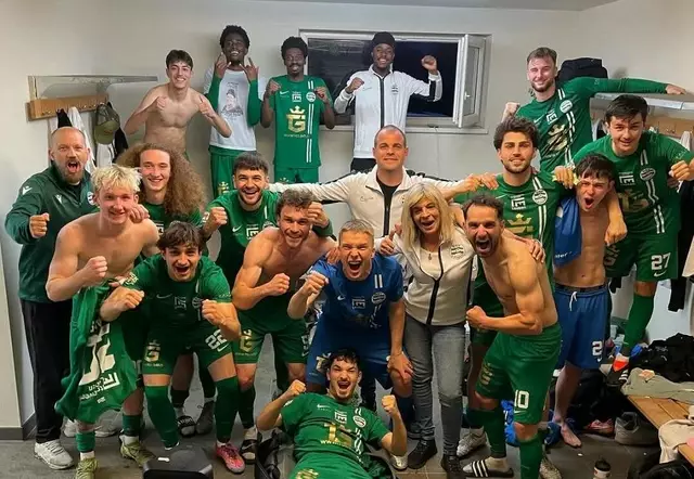 Kabinenparty beim DSV nach dem 6:1-Auswärtssieg in Wildon. | Foto: DSV Leoben