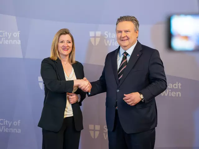 Vizebürgermeisterin Bettina Emmerling (Neos) und Bürgermeister Michael Ludwig (SPÖ) sind sich über eine Fortführung der SPÖ-Neos-Koalition einig. | Foto: Valentina Marinelić/MeinBezirk