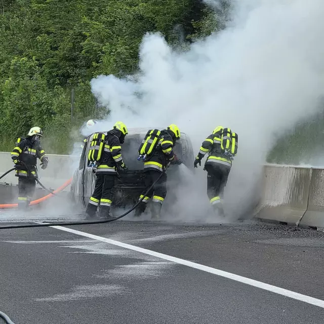 Unter schwerem Atemschutz wurden die Löscharbeiten durchgeführt. | Foto: FF Steinberg