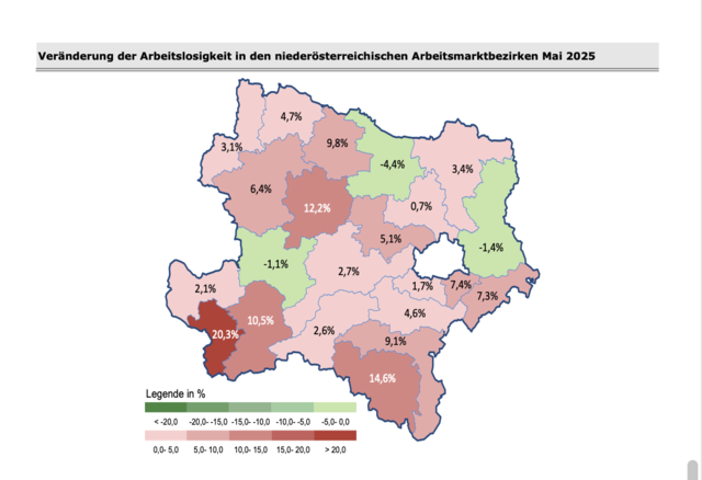Veränderung der Arbeitslosigkeit in Niederösterreich. | Foto: AMS NÖ
