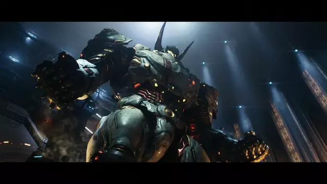 Pacific Rim lässt grüßen! Im Atlan-Mech spaziert man problemlos über die normalerweise imposanten Dämonen drüber. Dafür gibt es aber Wolkenkratzer-große Titanen zu bekämpfen. | Foto: id Software
