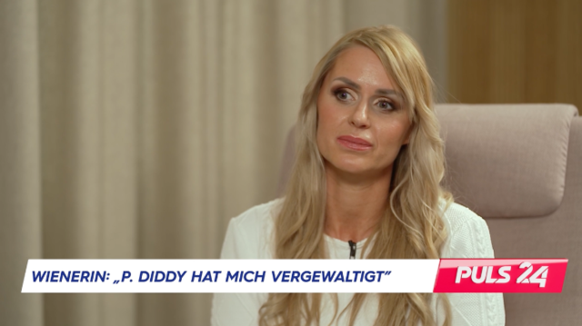 Vergewaltigungsvorwürfe gegen P. Diddy: In der "Puls 24"-Sendung "Treffpunkt Österreich" spricht Kathi Steininger über ihre Erlebnisse vor mehr als 25 Jahren. | Foto: Puls 24/Screenshot