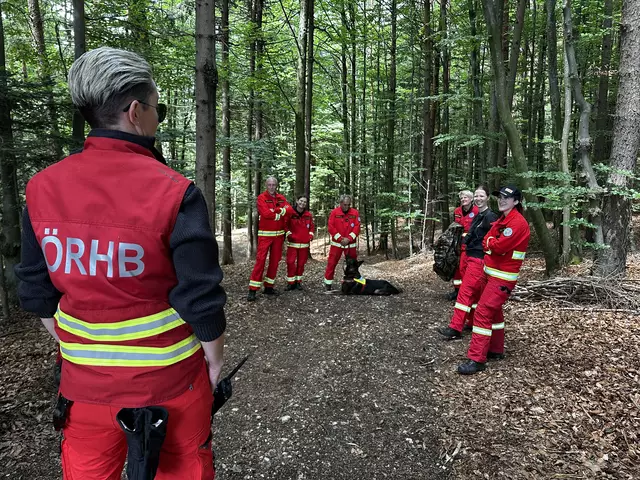 Die Österreichische Rettungshundebrigade (ÖRHB) führte Ende Mai eine große Landesübung mit allen zehn Staffeln, 70 Mitgliedern und 55 Hunden in Maria Schmolln durch. | Foto: ÖRHB OÖ