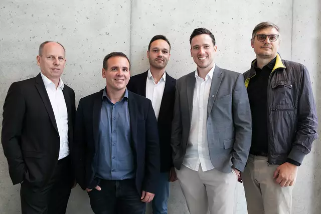 v. l.: Christoph Ressler (BDÖ), Thomas Fischl und Konrad Stabel (EGW), Peter Korec (Swietelsky AG), Dominik Scheuch (Yewo Landscapes). | Foto: Katharina Fröschl-Roßboth/BDÖ