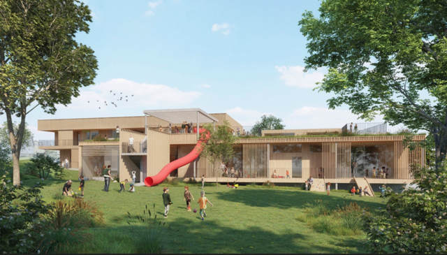 So soll der neue Kindergarten in der Dr.-Eduard-Richter-Gasse nach Fertigstellung im Sommer 2026 aussehen. | Foto: MeinBezirk/Hofmüller