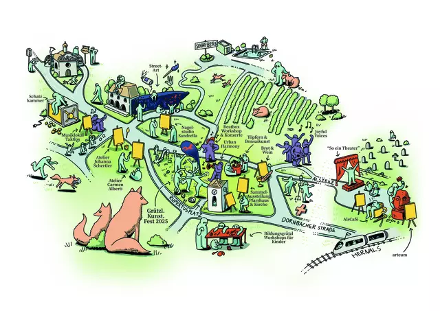 Vier Tage lang verwandelt sich das gesamte Grätzl zu einem interaktiven Schauraum für Kunst jeder Art. | Foto: Bunt gemischt – Verein zur Förderung von Grätzelinitiativen