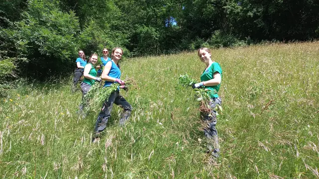 Naturschutzaktion mit Schülerinnen der 2. Klassen der HBLA Elmberg; © ÖNBOÖ