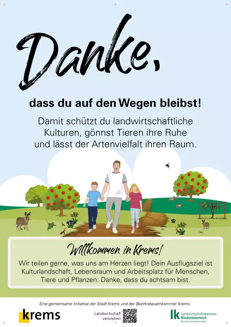 "Auf den Wegen bleiben" ist die Botschaft dieses Sujets. | Foto: Stadt Krems