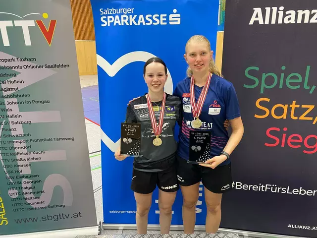 Medaillensammlerinnen bei den U17-ÖM: Nina Skerbinz (dreimal Gold) und Elina Fuchs (zweimal Silber und einmal Gold) | Foto: ÖTTV