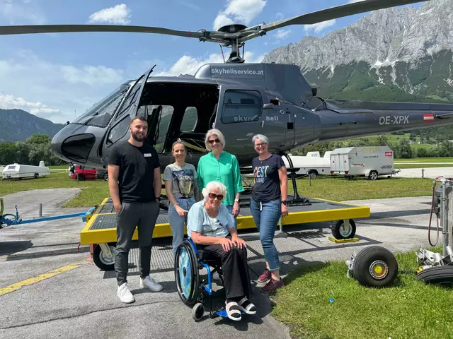 Bereitmachen für den Abflug: Das Team der Seniorenhoamat Lassing erfüllte Veronika Schrögnauer einen lang gehegten Traum. | Foto: Seniorenhoamat Lassing