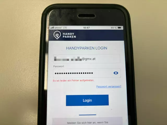 Die Nutzer der "Handyparken"-App blickten auf die Bildschirme, die folgende Fehlermeldung zeigten. | Foto: MeinBezirk Wien